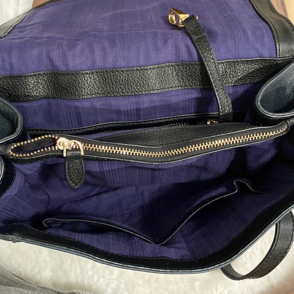 UTERQUE navy leather handbag - Picture 7 of 8